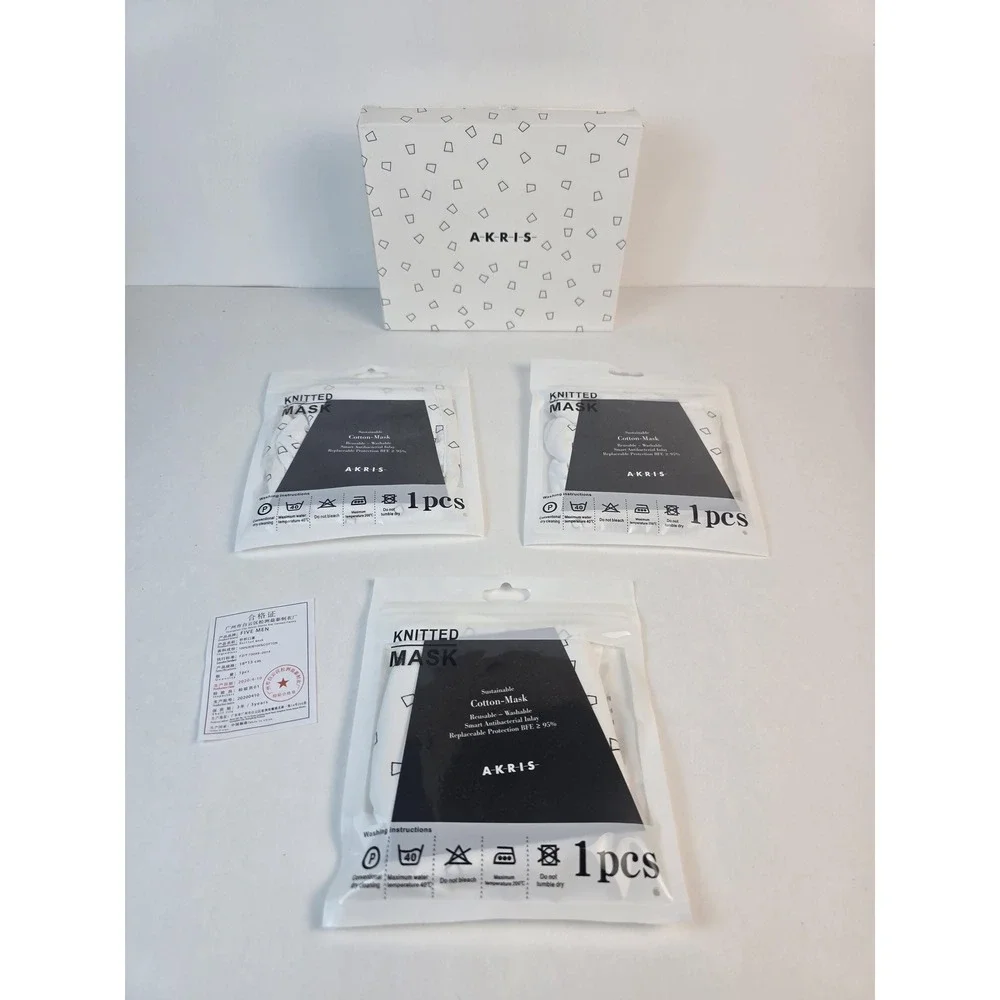 Akris Cotton Knitted Face Mask Pack of 3 Individually Packed Reusable & Washable